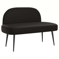 Produktbild för Klädd bänk med ryggstöd Svart 110 x 60 x 76 cm Konstläder