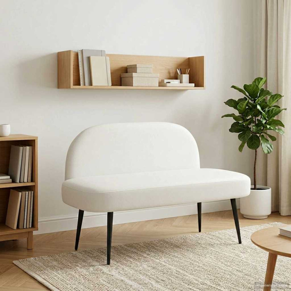 Produktbild för Klädd bänk med ryggstöd Vit 110 x 60 x 76 cm Konstläder