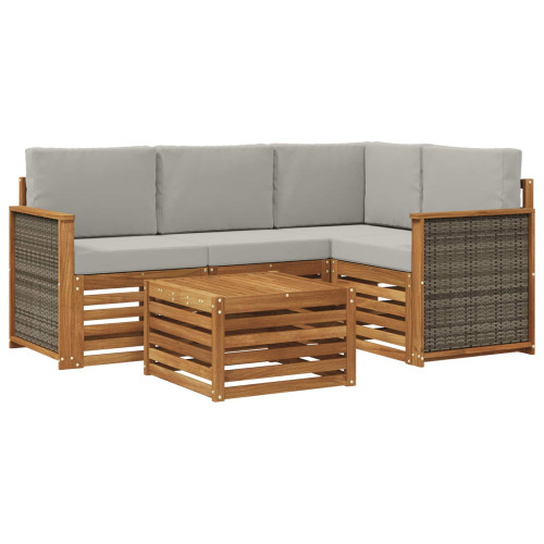 vidaXL Utomhussoffset 5 pcs Naturlig och ljusgrå 59 x 59 x 37 cm - Möbelset