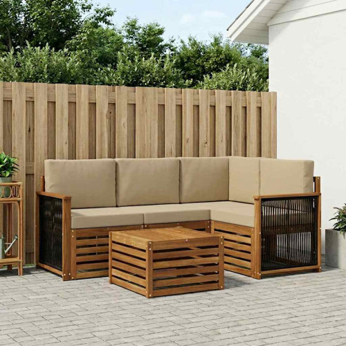 vidaXL Utomhussoffset 5 pcs Naturlig och Beige 59 x 59 x 37 cm - Möbelset
