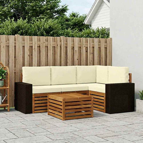 vidaXL Utomhussoffset 5 pcs Naturlig och Grädde 59 x 59 x 37 cm - Möbelset