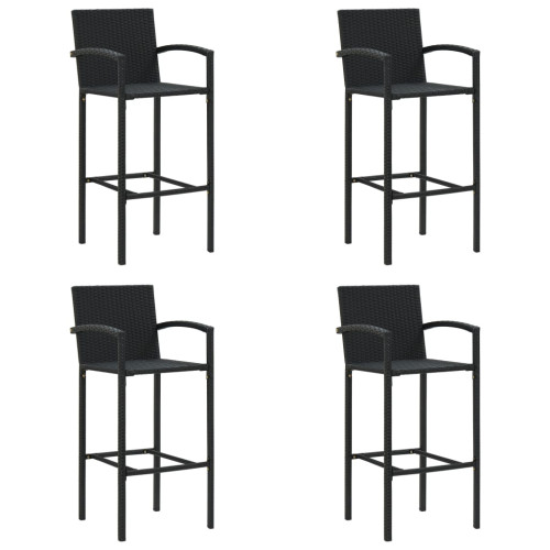 vidaXL Barstolar 4 st svart konstrotting