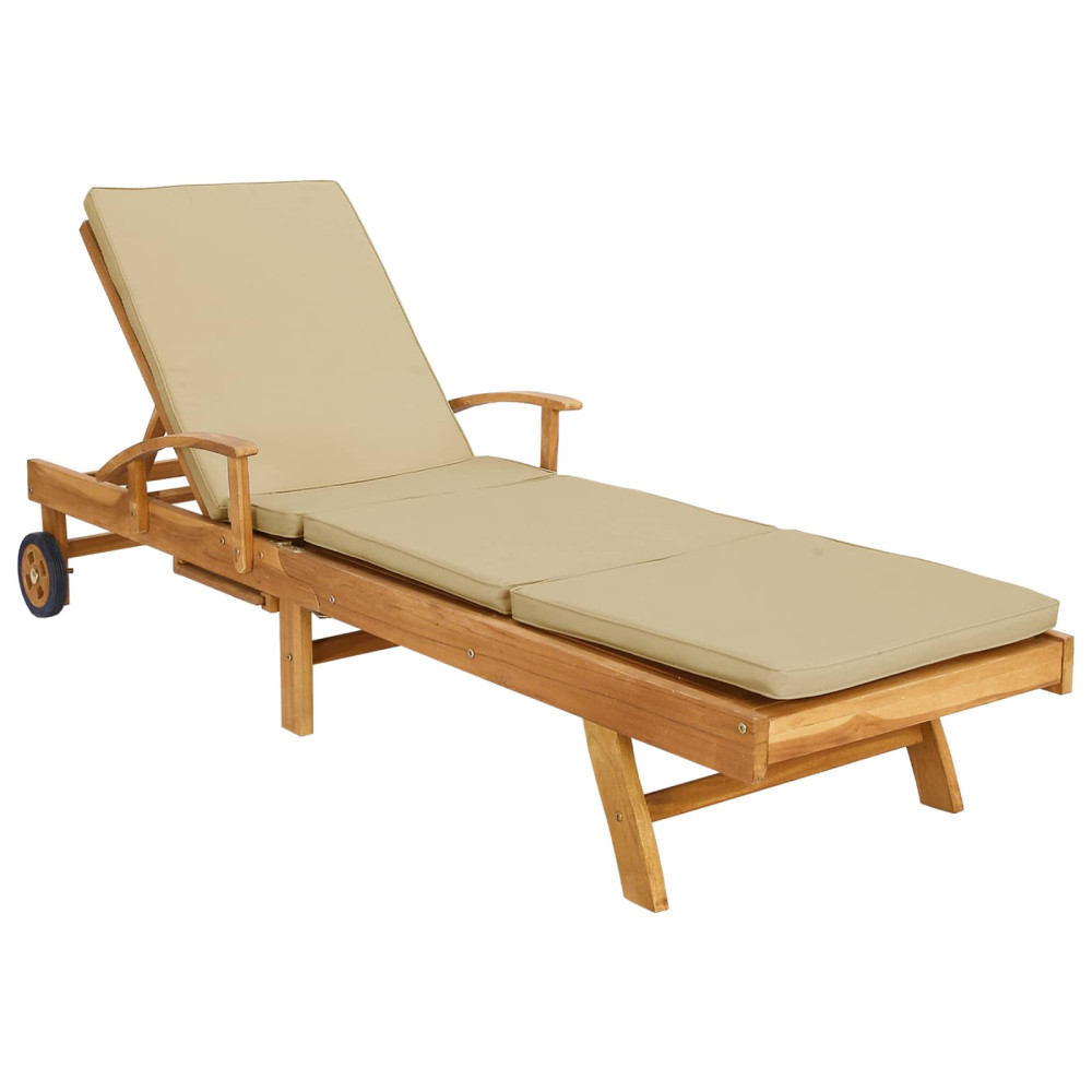 Produktbild för Solstol med dyna 100% Polyester Solid-Teak