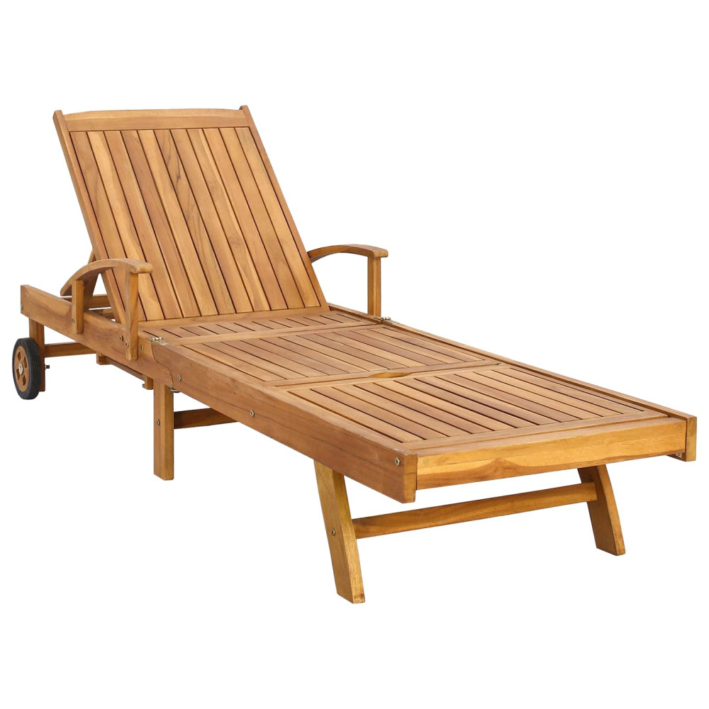 Produktbild för Solstol med dyna 100% Polyester Solid-Teak