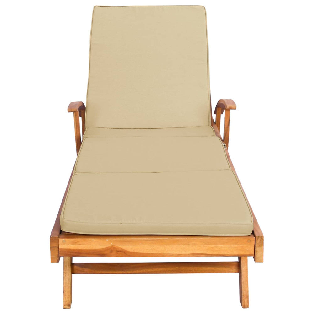 Produktbild för Solstol med dyna 100% Polyester Solid-Teak