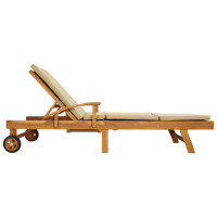 Produktbild för Solstol med dyna 100% Polyester Solid-Teak