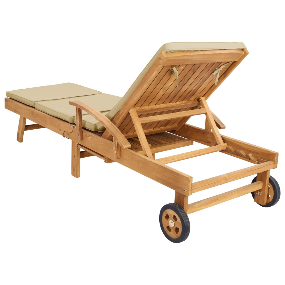 Produktbild för Solstol med dyna 100% Polyester Solid-Teak