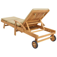 Produktbild för Solstol med dyna 100% Polyester Solid-Teak