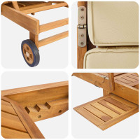Produktbild för Solstol med dyna 100% Polyester Solid-Teak