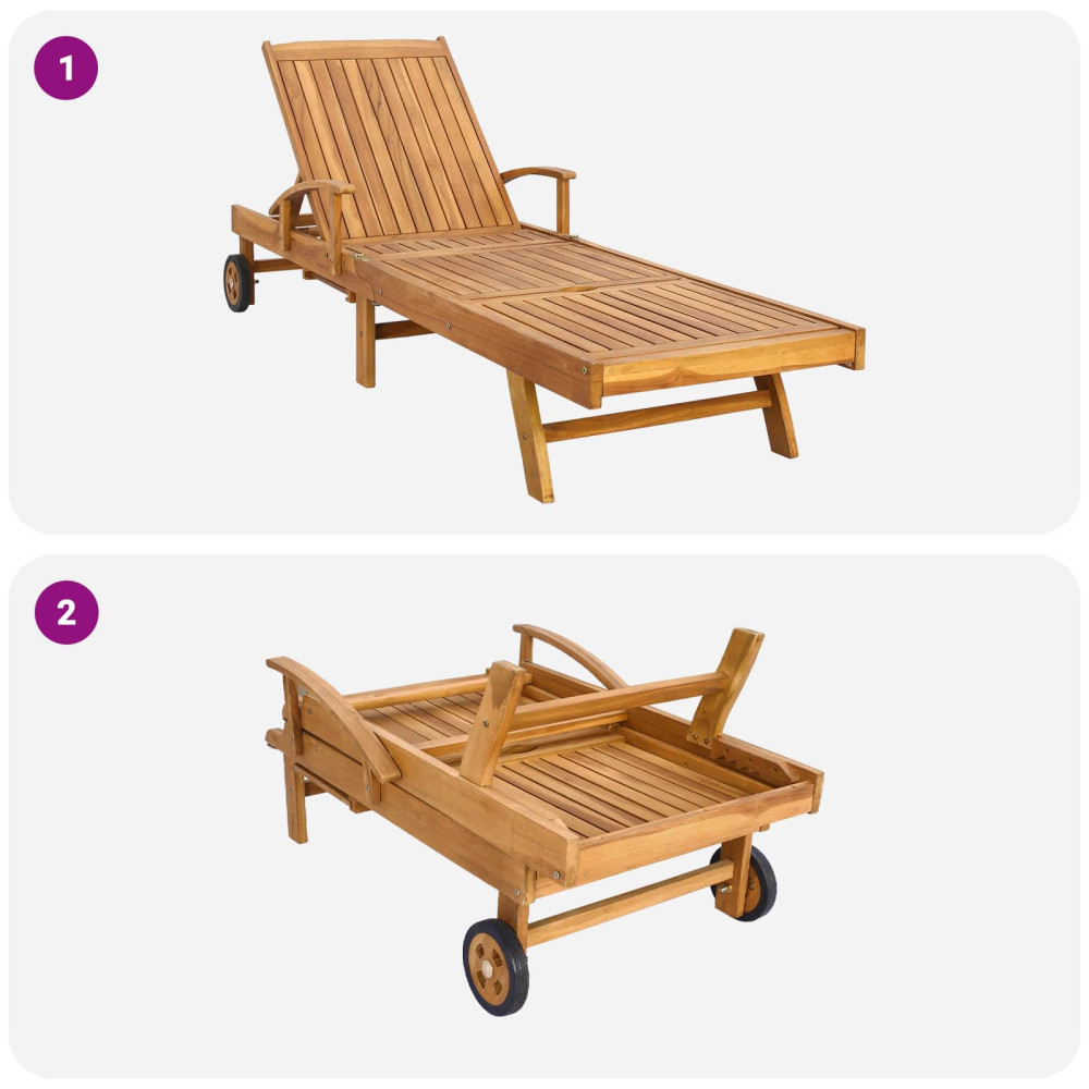 Produktbild för Solstol med dyna 100% Polyester Solid-Teak