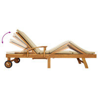 Produktbild för Solstol med dyna 100% Polyester Solid-Teak