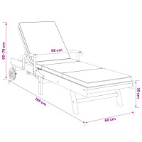 Produktbild för Solstol med dyna 100% Polyester Solid-Teak