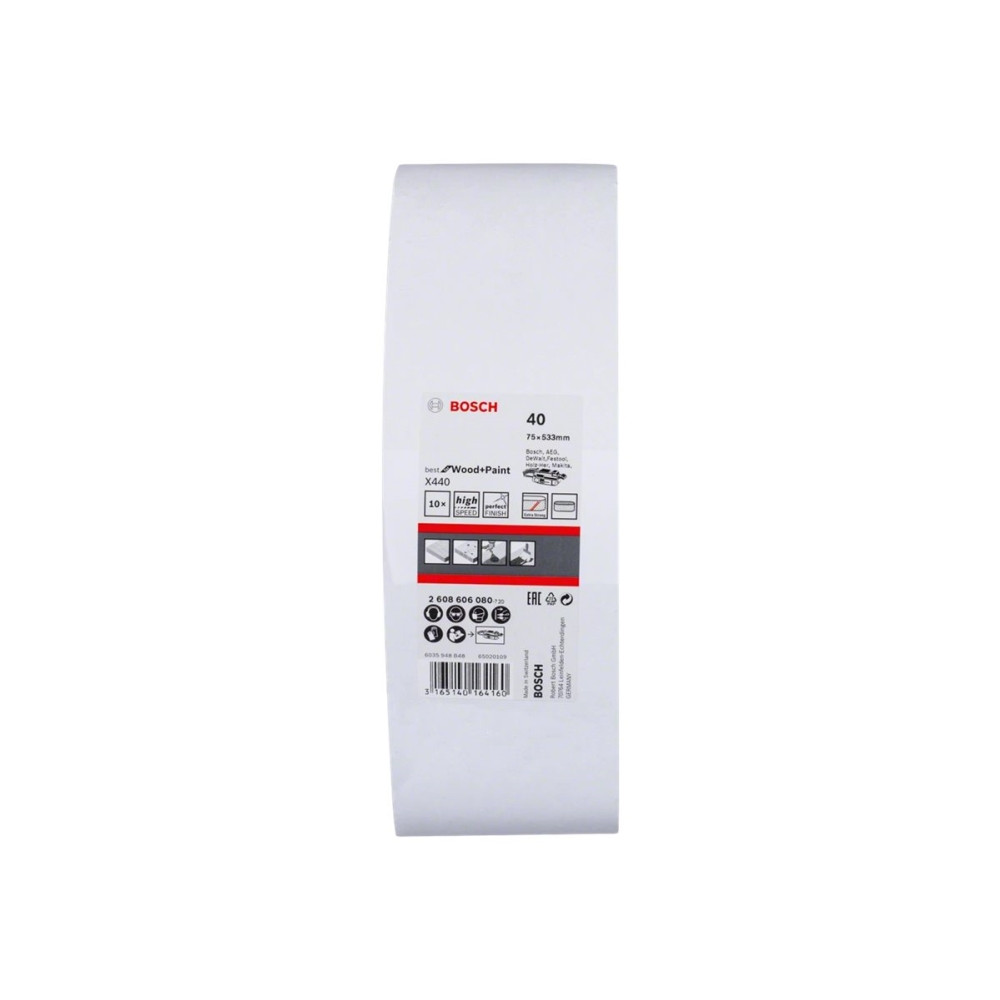 Produktbild för Bosch Best for Wood and Paint X440 - slipband - för trä, målarfärg, fernissa - 10 delar