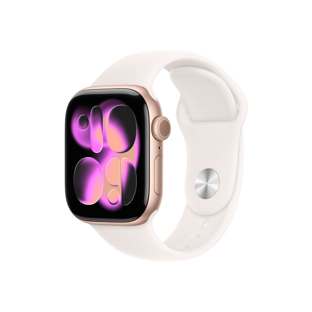 Produktbild för Apple Watch Series 11 (GPS + Cellular) - guldrosa aluminium - smart klocka med sportband - lätt rouge - 64 GB