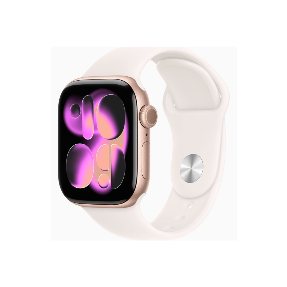 Produktbild för Apple Watch Series 11 (GPS + Cellular) - guldrosa aluminium - smart klocka med sportband - lätt rouge - 64 GB