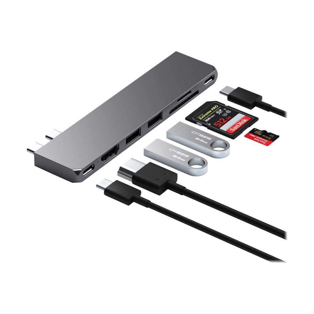 Produktbild för Satechi Pro Hub Slim - dockningsstation - USB-C x 2 - HDMI