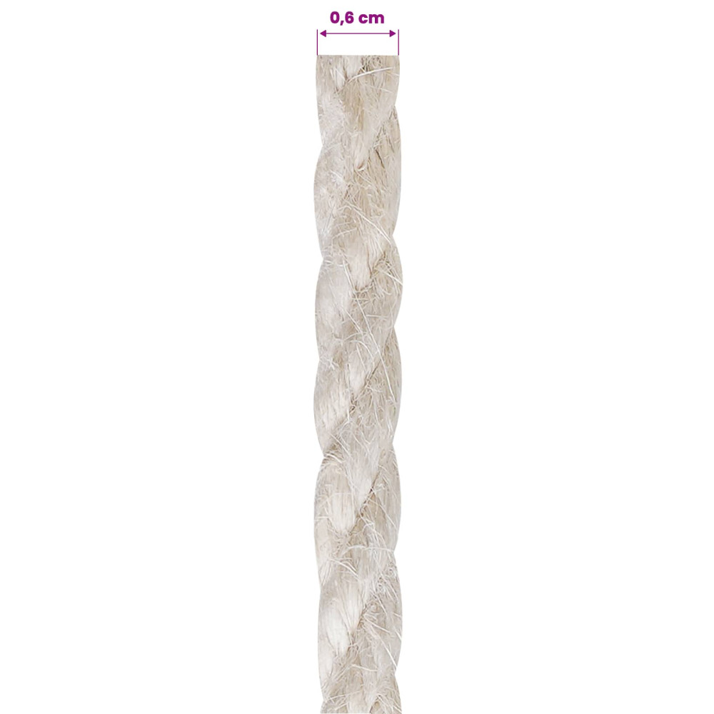 Produktbild för Juterep 6 Vit 100% Tossa jute