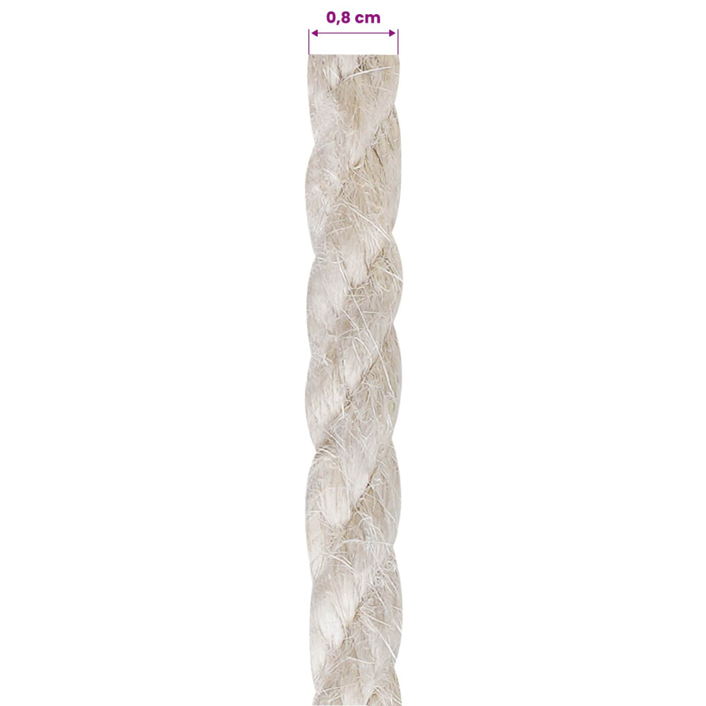 Produktbild för Juterep 8 Vit 100% Tossa jute