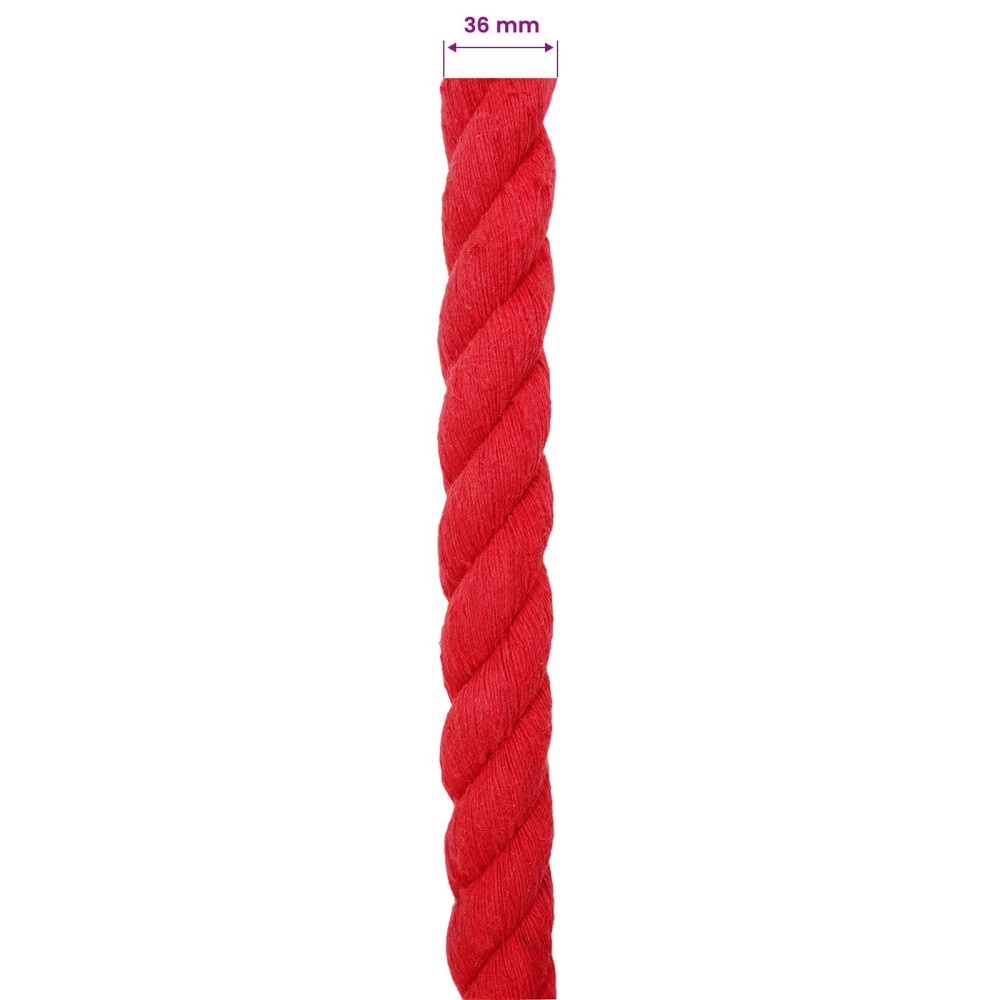 Produktbild för Rep Röd 3,6 x 3,6 x 500 cm Bomull