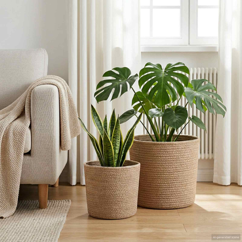 Produktbild för Krukset för Växter 2 pcs Naturlig Ø 28 x 28 cm 100% Tossa Jute