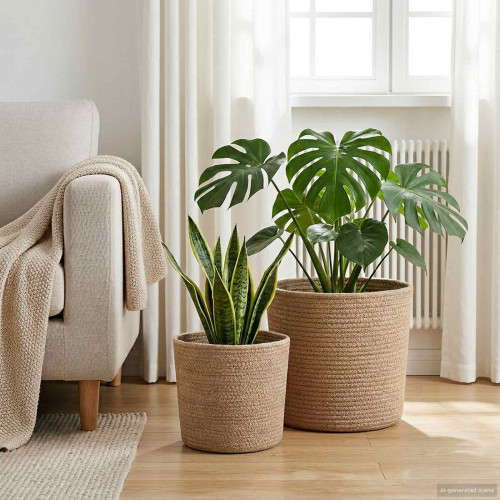 vidaXL Krukset för Växter 2 pcs Naturlig Ø 28 x 28 cm 100% Tossa Jute