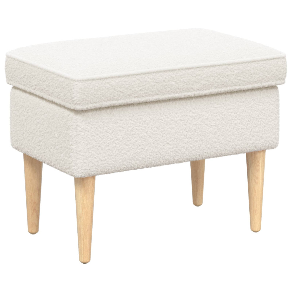 Produktbild för Fotpall Gräddvit 55 x 35 x 41 cm Bouclé