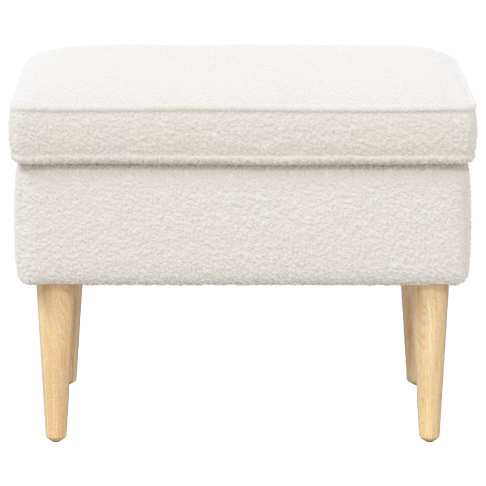 Produktbild för Fotpall Gräddvit 55 x 35 x 41 cm Bouclé
