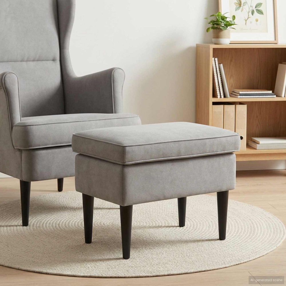 Produktbild för Fotpall Ljusgrå 55 x 35 x 41 cm Sammet