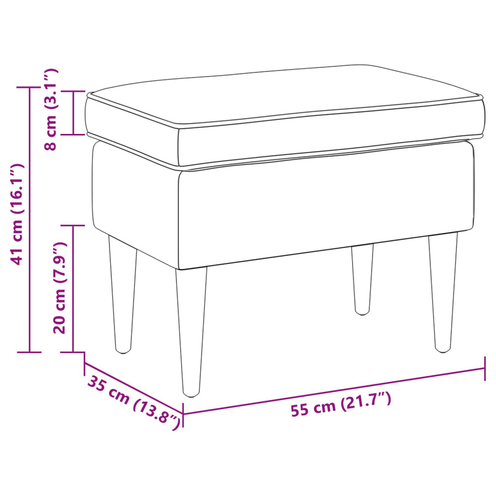 Produktbild för Fotpall Mörkgrå 55 x 35 x 41 cm Sammet