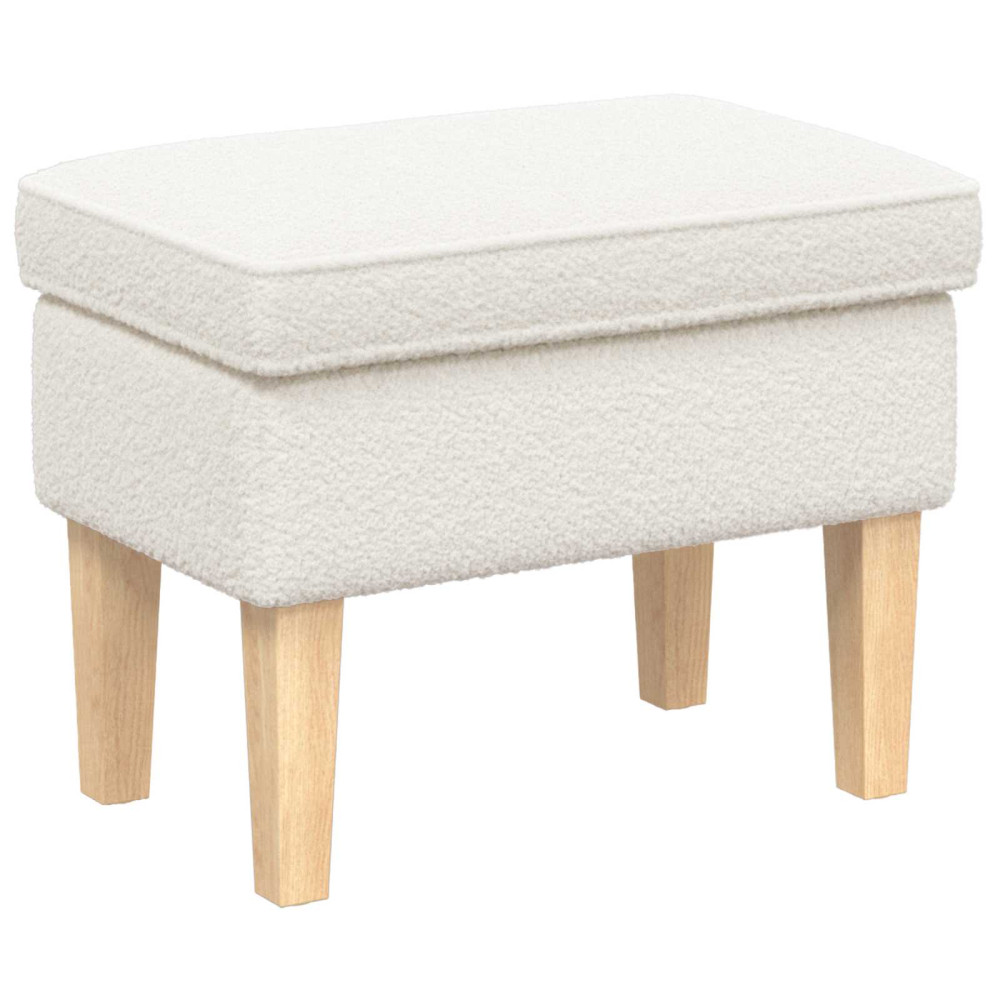 Produktbild för Fotpall Gräddvit 55 x 35 x 41 cm Bouclé