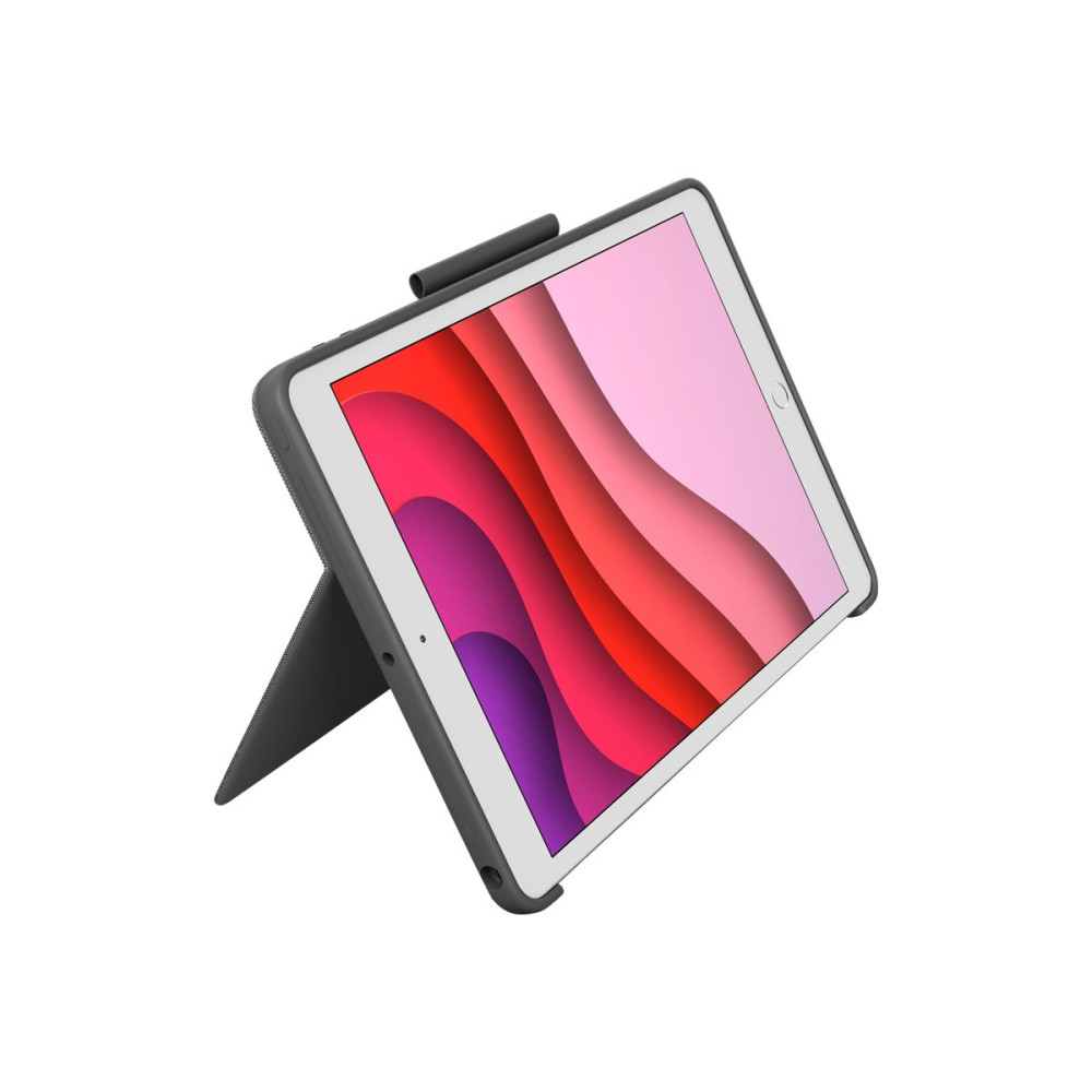 Produktbild för Logitech Combo Touch - tangentbord och foliefodral - med pekdyna - QWERTY - brittisk - oxford-grå Inmatningsenhet