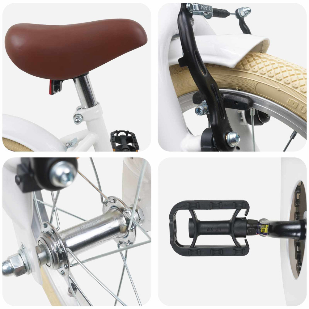 Produktbild för Barncykel 16 Tum för 4-6 år gamla Vit