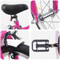 Produktbild för Barncykel 16 Tum för 4-6 år gamla Rosa Vit