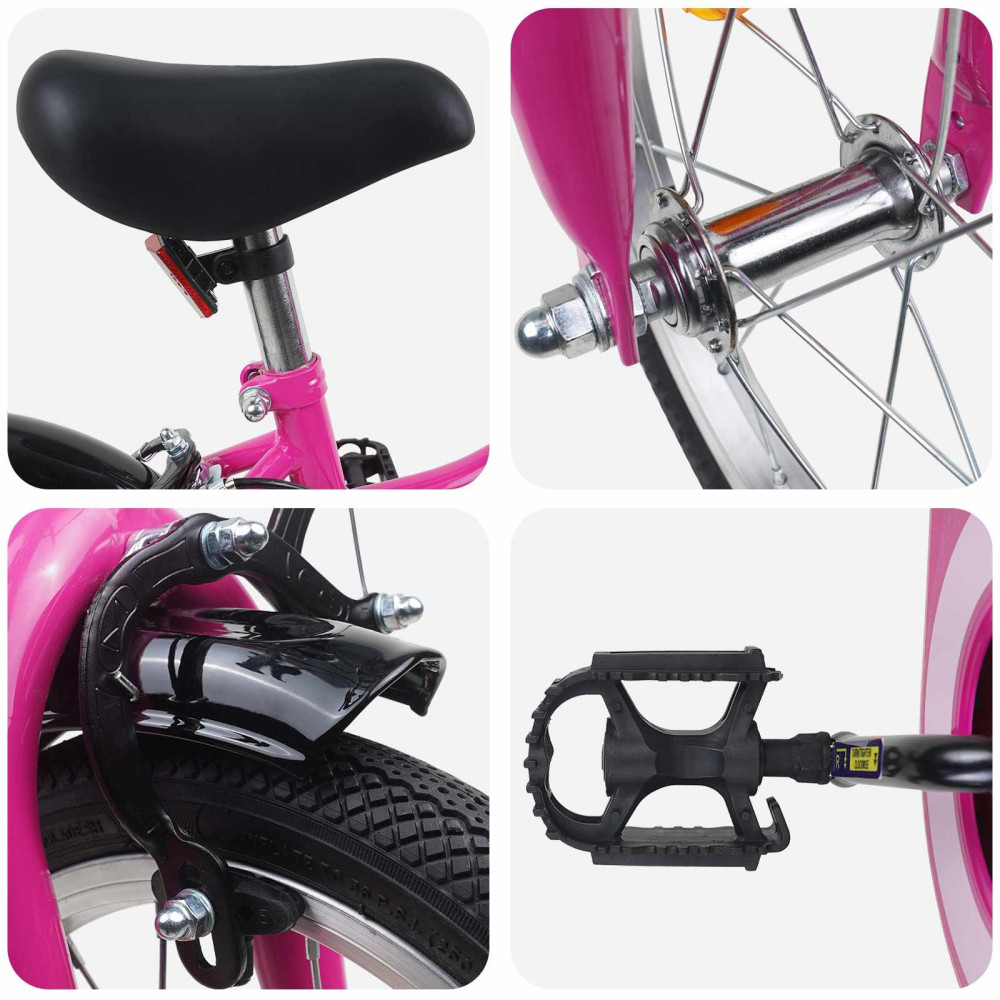Produktbild för Barncykel 16 Tum för 4-6 år gamla Rosa Svart