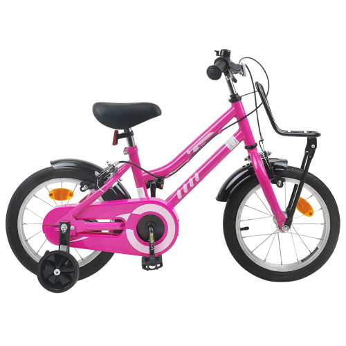 vidaXL Barncykel 14 Tum från 3-5 år gammal Rosa och svart