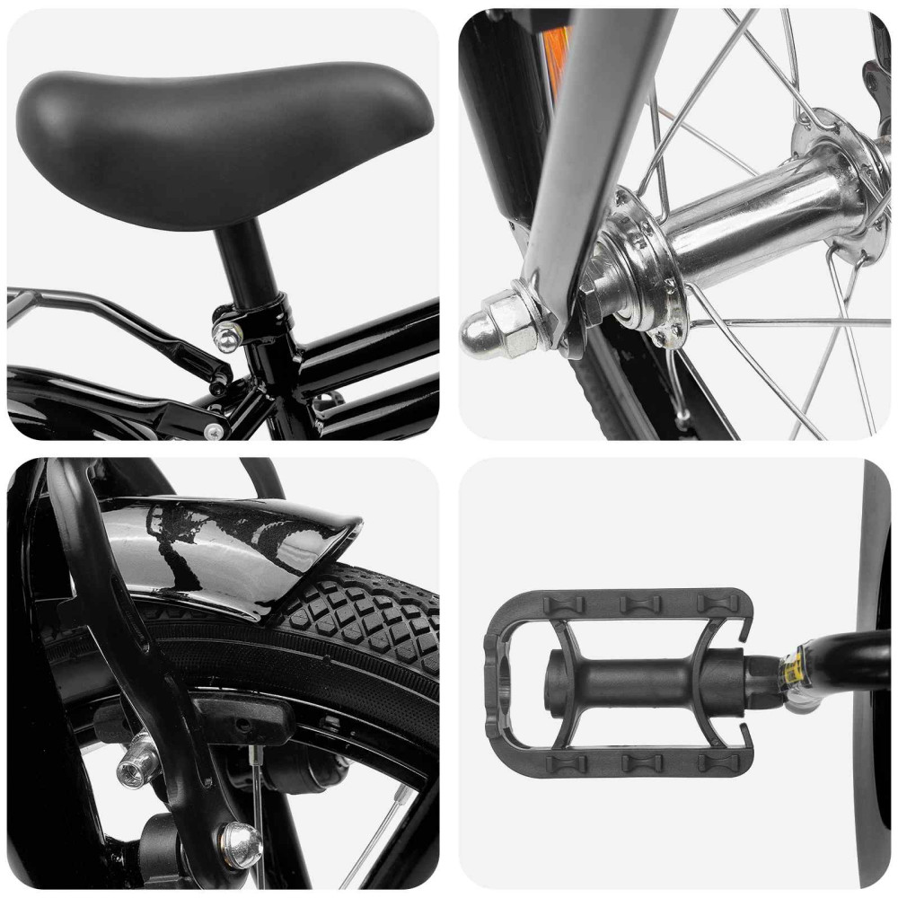 Produktbild för Barncykel 16 Tum för 4-6 år gamla Svart