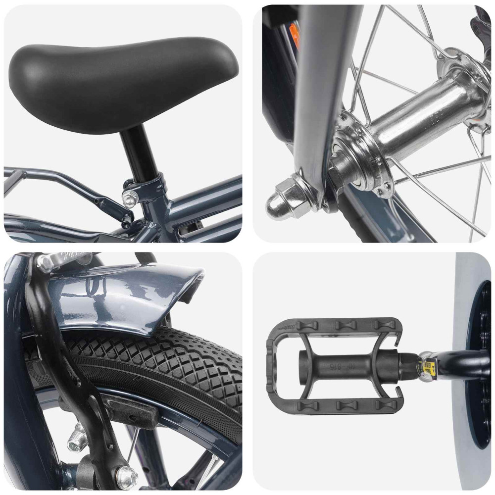 Produktbild för Barncykel 16 Tum för 4-6 år gamla Mörkgrå