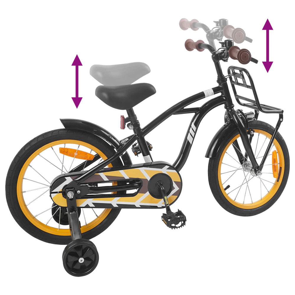 Produktbild för Barncykel 16 Tum för 4-6 år gamla Svart