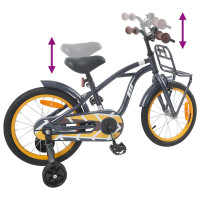 Produktbild för Barncykel 16 Tum för 4-6 år gamla Mörkgrå