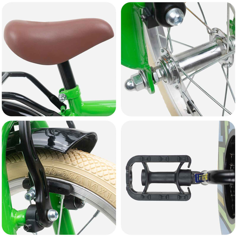 Produktbild för Barncykel 16 Tum för 4-6 år gamla Grön