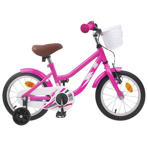vidaXL Barncykel 14 Tum från 3-5 år gammal Mörkrosa