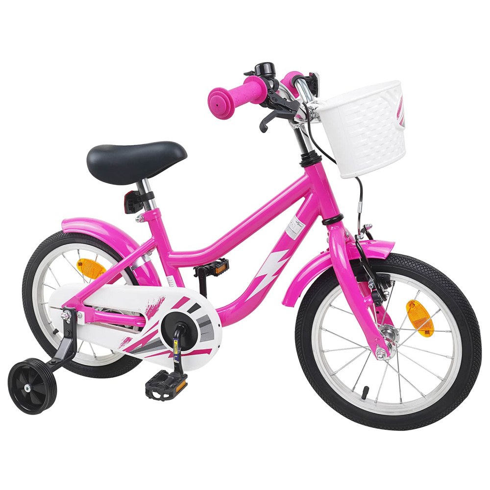 Produktbild för Barncykel 14 Tum från 3-5 år gammal Mörkrosa