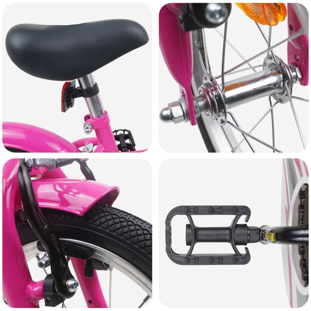 Produktbild för Barncykel 14 Tum från 3-5 år gammal Mörkrosa