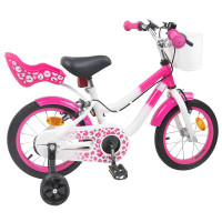Produktbild för Barncykel Med Stödhjul 14 Tum från 3-5 år gammal Rosa