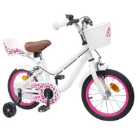 Produktbild för Barncykel Med Stödhjul 14 Tum från 3-5 år gammal Vit