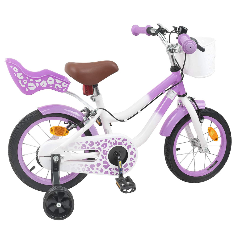 Produktbild för Barncykel Med Stödhjul 16 Tum för 4-6 år gamla Lila