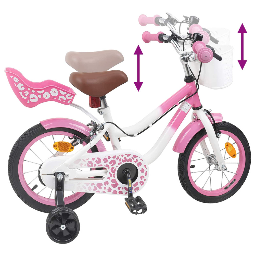 Produktbild för Barncykel Med Stödhjul 14 Tum från 3-5 år gammal Ljusrosa