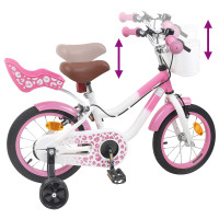 Produktbild för Barncykel Med Stödhjul 14 Tum från 3-5 år gammal Ljusrosa