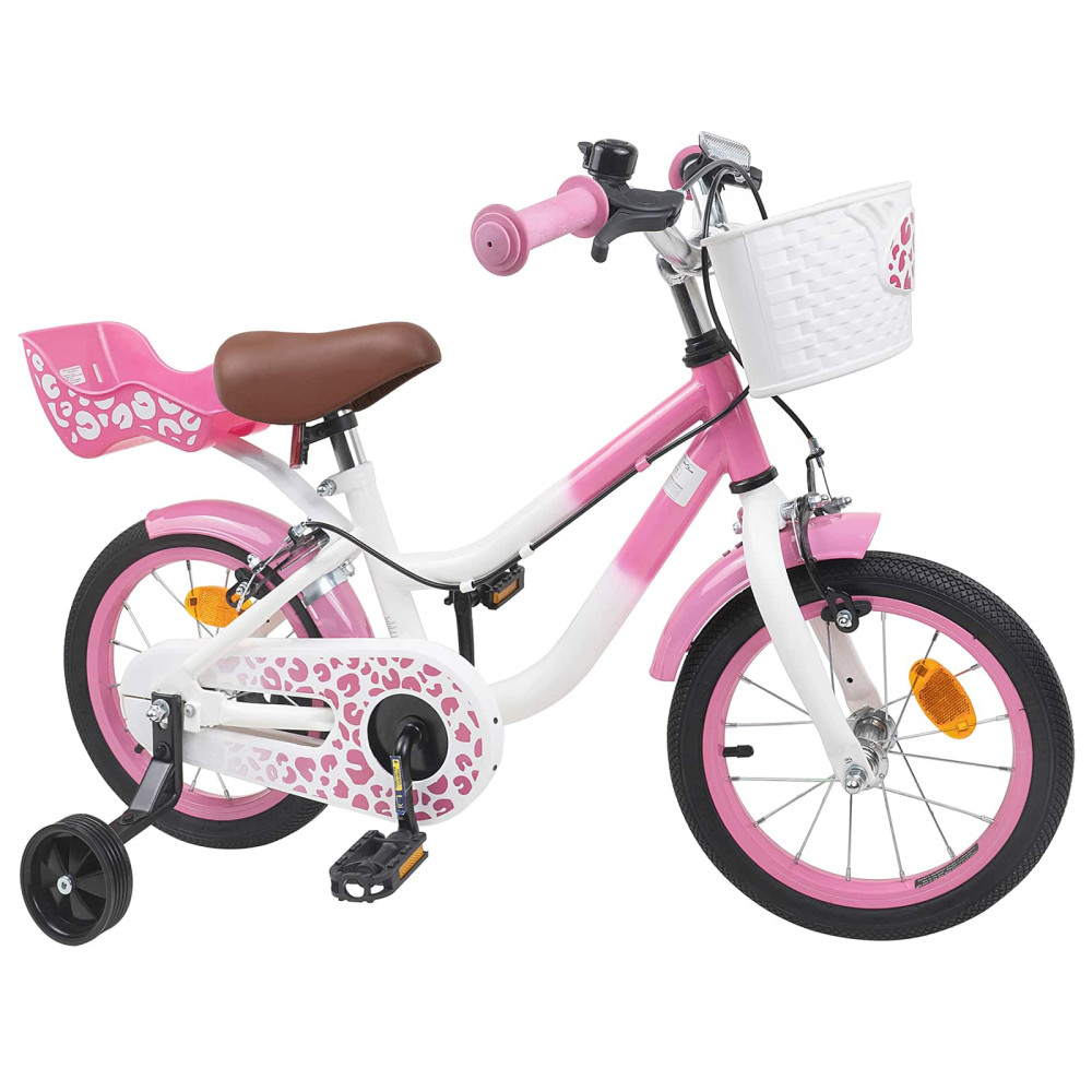 Produktbild för Barncykel Med Stödhjul 16 Tum för 4-6 år gamla Ljusrosa