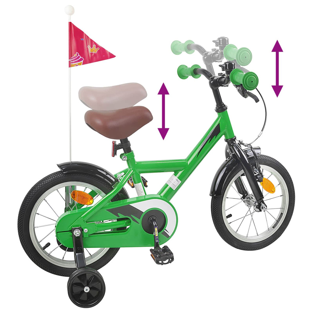 Produktbild för Barncykel 14 Tum från 3-5 år gammal Grön